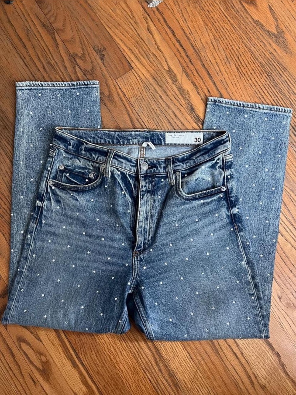 rag & bone Embellished Straight-Leg Denim